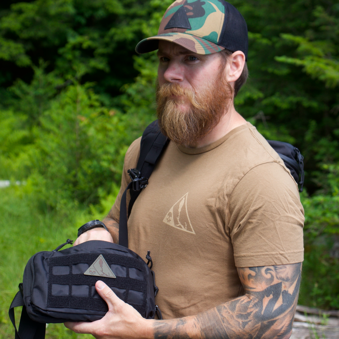 DeadFall Diamondback Tee- Coyote Brown/Beige print